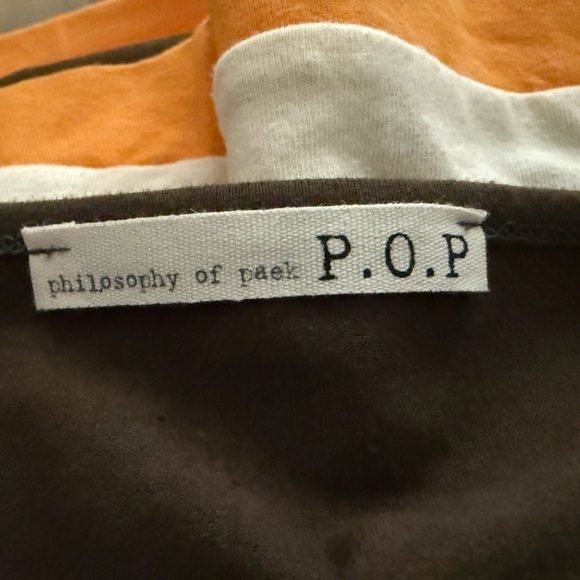 Philosophy of Paek Long Sleeve Brown Stripe Crop Top Medium - Picture 12 of 15